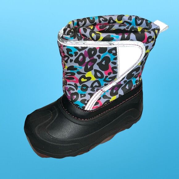 Toddler Members Mark MM Gray Heart Print Light Up Snow Boots Size 7/8 - Picture 6 of 9